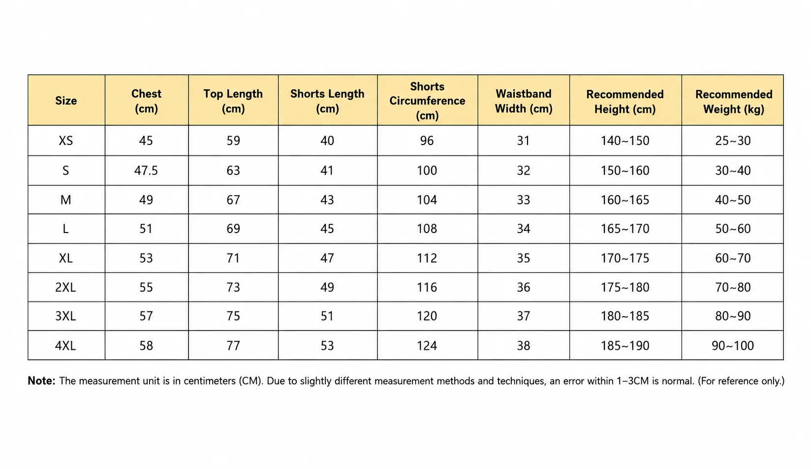 Stepping Out for Stroke 2026 event T-shirt sizing chart